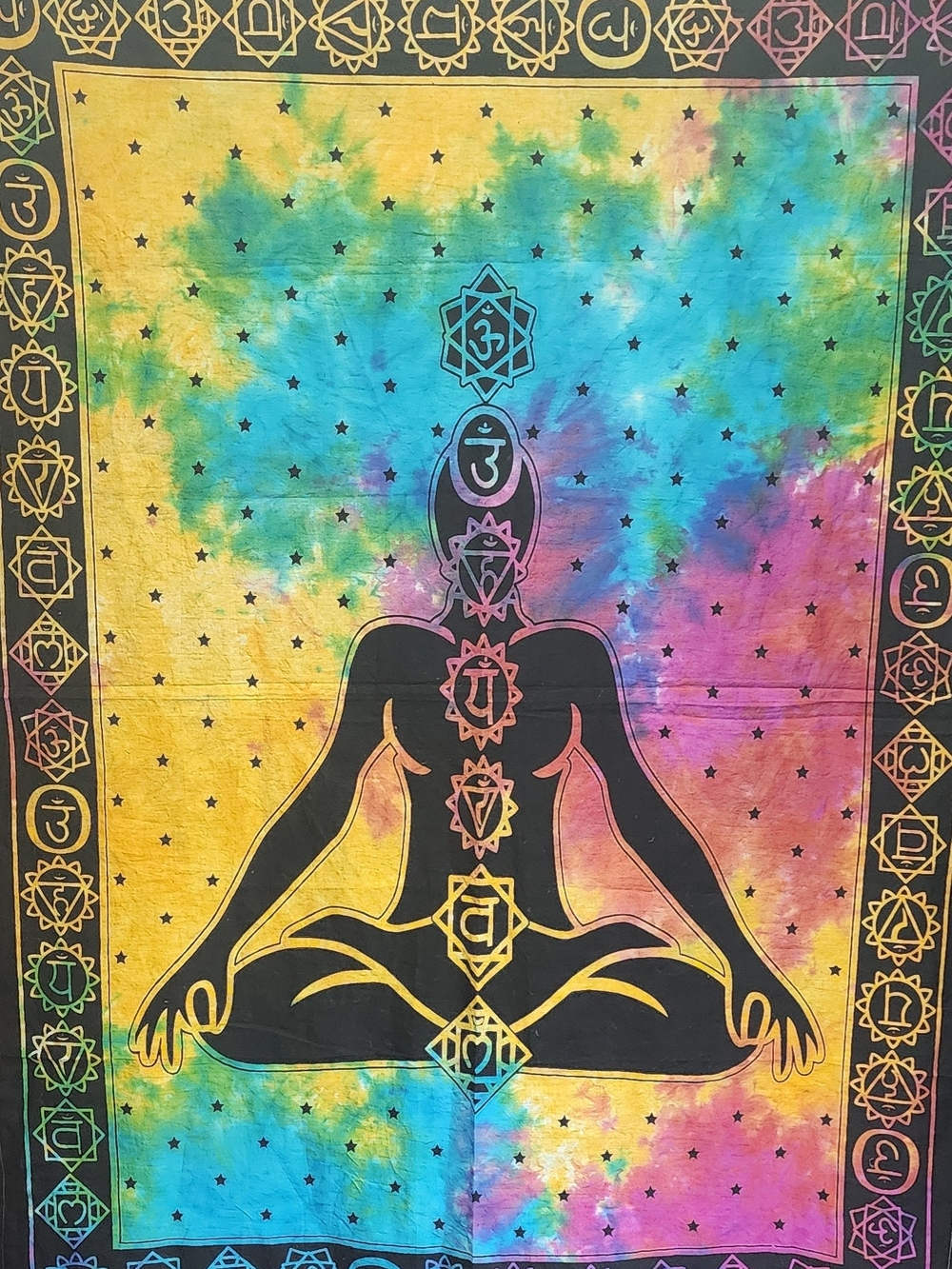 SALE 💵🏃‍♀️💨 Boho Tie-Dye Chakra Wall Tapestry - Multicolor 28"x 45"